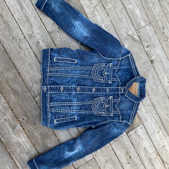 Vintage True Religion Jean Jacket Rope Stitch Jimmy Super T 1/2’ Denim Blue - Picture 7 of 11